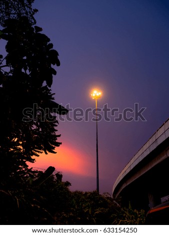 light street highway on sunset