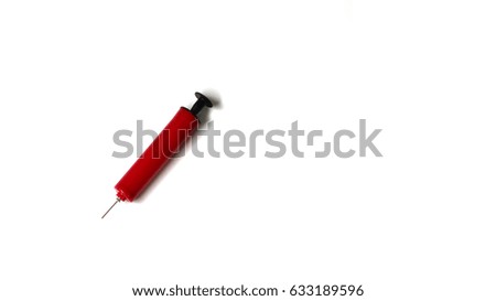 Plastic air pump for domestic use on white background