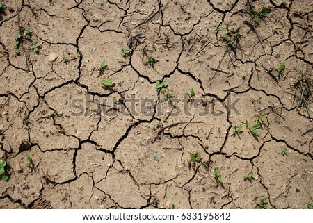Deep cracks due to drought on the soil of the earth