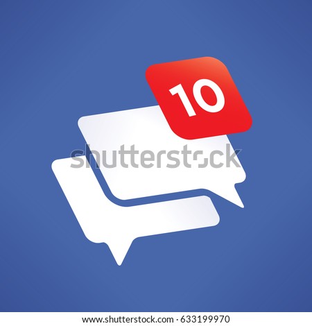 Social media networking (Facebook, Vkontakte, Twitter) new message / comment notification icon number. Concepts: Online chat, communication, messaging, internet relationships, friendship, blogging