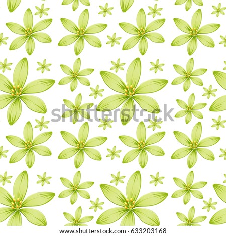 Seamless background design with green flowers illustration