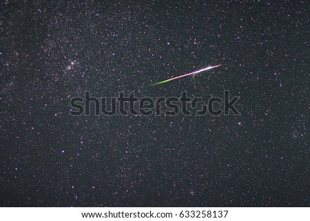 Meteor in the starry sky in summer night.