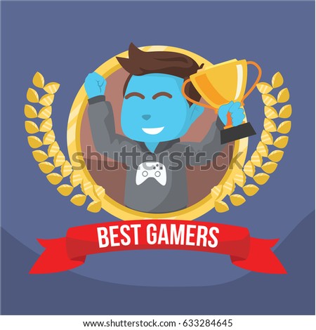 blue gamers winning trophy