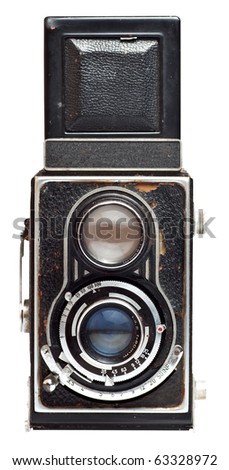 Vintage twin reflex camera isolated on a white background with clipping path