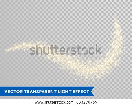 Gold glitter wave or shining particles and luxury golden sparkles texture trace effect on vector black transparent background. Gleaming stars lights or sparkling confetti trail