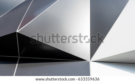 Black, white and silver abstract polygonal with triangle of future pattern is render template texture element art modern design metallic background