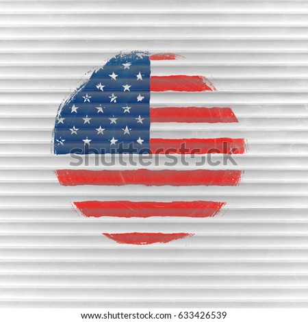 Usa flag on white wall. Americana
