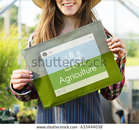 Woman holding network graphic overlay cloth