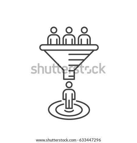 Sales funnel vector line icon. Internet marketing conversion concept. Royalty-Free Stock Photo #633447296