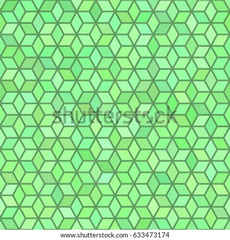 Abstract geometric low poly cubes ornament vector illustration. Seamless pattern. Green mint gradient mosaic texture background.