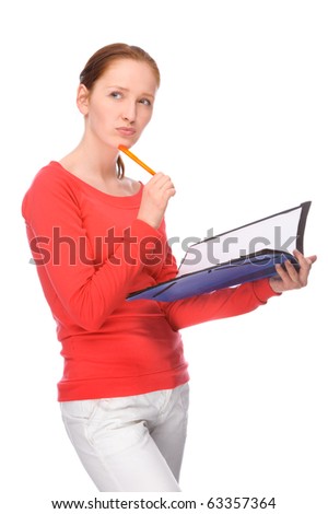 Full isolated portrait of a beautiful and happy young student