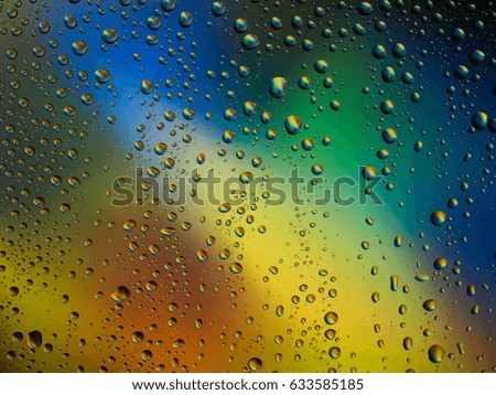 Water drops color background rain glass space rainbow