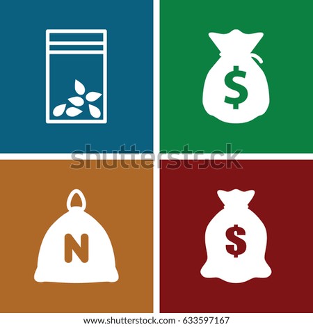 Sack icons set. set of 4 sack filled icons such as