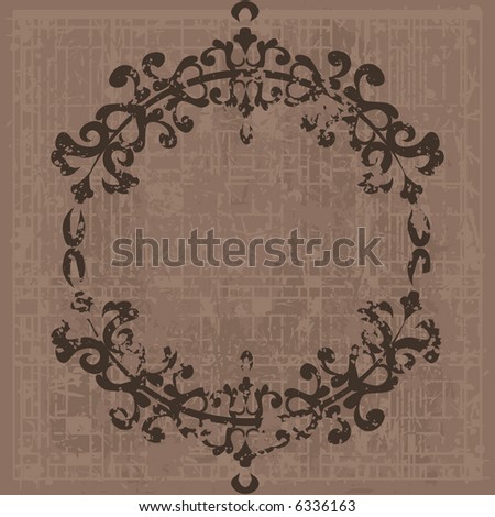Abstract floral Grunge frame element. No Gradients.