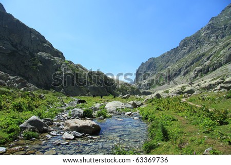 Sites of Madmen and Mirrored, national park of Mercantour, in the department of the maritime Alps, France Royalty-Free Stock Photo #63369736