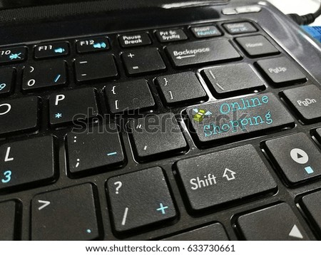 Online shopping concept image with a view of a keyboard and the words of online shopping. 