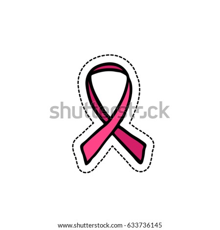 breast cancer awareness ribbon doodle icon, sticker