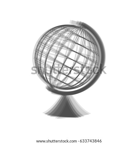 Earth Globe sign. Vector. Gray icon shaked at white background.