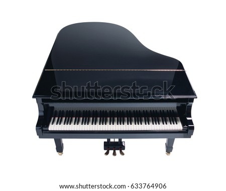 Grand piano isolated on white background, top view.
