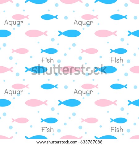 Cute fish seamless pattern vector background