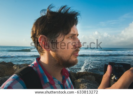 a young man on the ocean sea pictures of nature