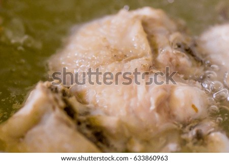 Background of boiling chicken broth