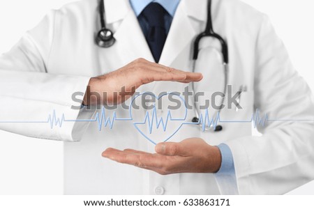 hands doctor with heart beat icon