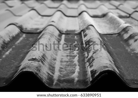Close-up to knot of roof tile in Black and whithe style.