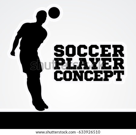 A stylised illustration of a soccer football player in silhouette jumping to head the ball