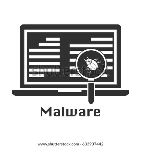 Malware threat black icon. Vector illustration cyber crime security concept.