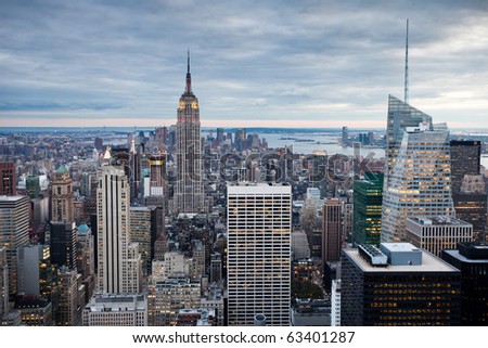 Manhattan skyline before sunset, New York, USA