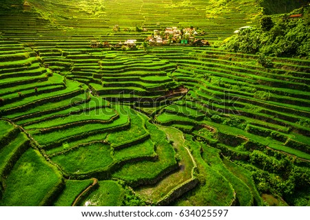 World heritage Ifugao rice terraces in Batad, northern Luzon, Philippines. Royalty-Free Stock Photo #634025597