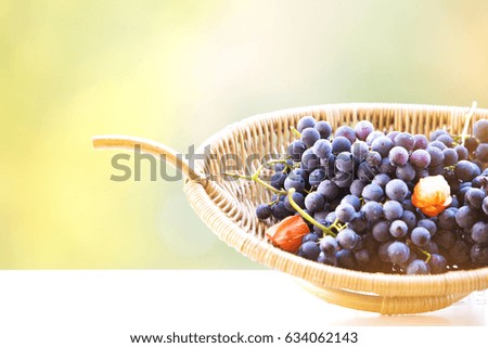Grapes in a basket, vineyard concept 