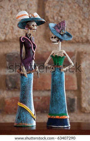 Day of the death. Traditional mexican catrinas. Shallow depth of field.
