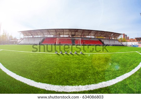 Soccer arena, stadium in sunlight day