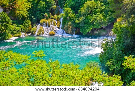 Forest waterfall nature landscape background