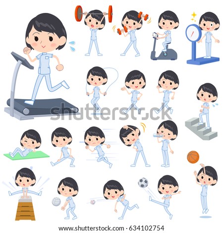 Set of various poses of chiropractor woman Sports & exercise