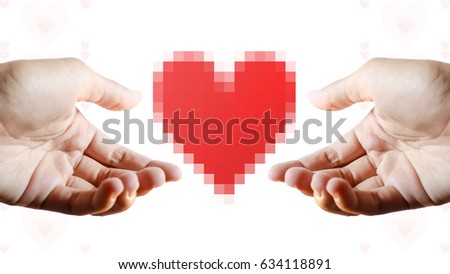 8-Bit hands and heart