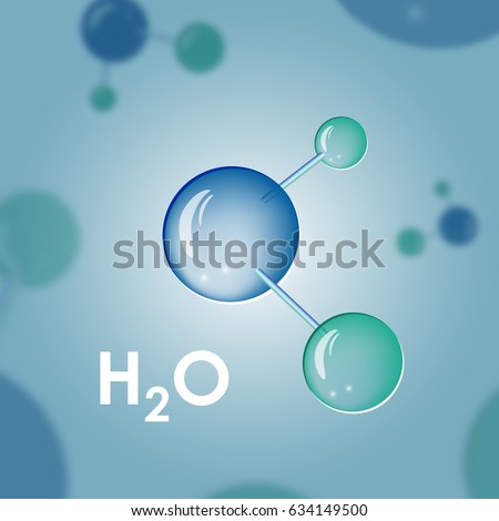 Water molecule H2O macro effect, vector illustration Royalty-Free Stock Photo #634149500