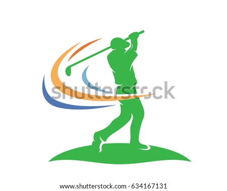 Modern Golf Logo - Professional Golfer Athlete Winning Swing