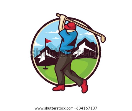 Modern Golf Logo - Professional Golfer Illustration Emblem
