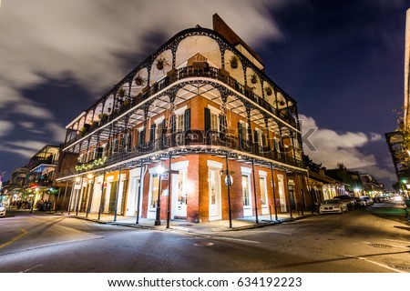 Downtown French Quarters New Orleans, Louisiana at Night