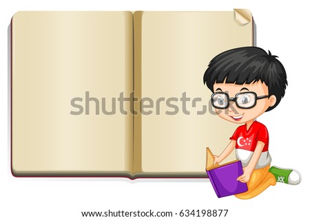 Background template with book and boy illustration
