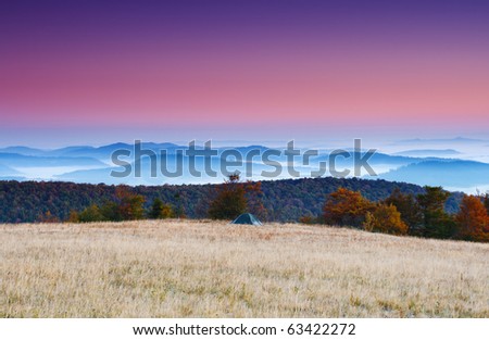 Majestic sunrise in the mountains landscape. HDR image