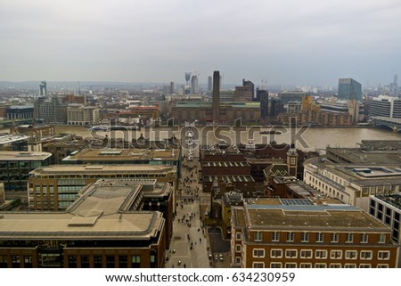 Top view of St. Paul's Cathedral in London, England