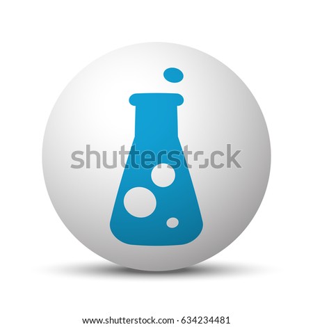 Blue Conical Flask icon on 3D sphere on white background