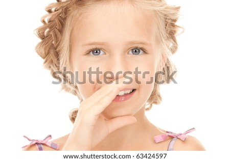 bright picture of lovely girl whispering gossip