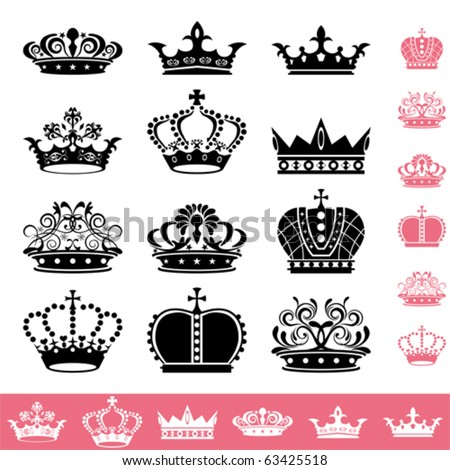 Crown icons set. Illustration vector.