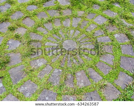 Mandala. Circle made of cement and wild grass in a national park in southern Brazil