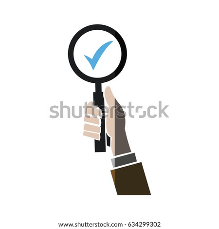 hand holding loupe search check list concept shadow